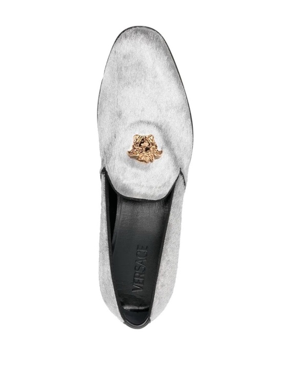 Versace Medusa Velvet Loafers Mens Size 10 Black Silk Dress Shoes